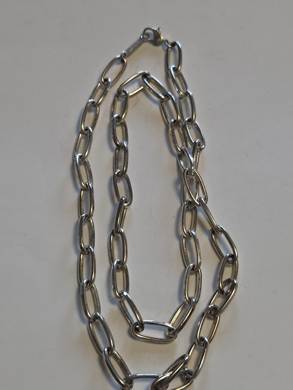 Vtg Napier 30" Silver-Tone Chunky Paperclip Link Necklace